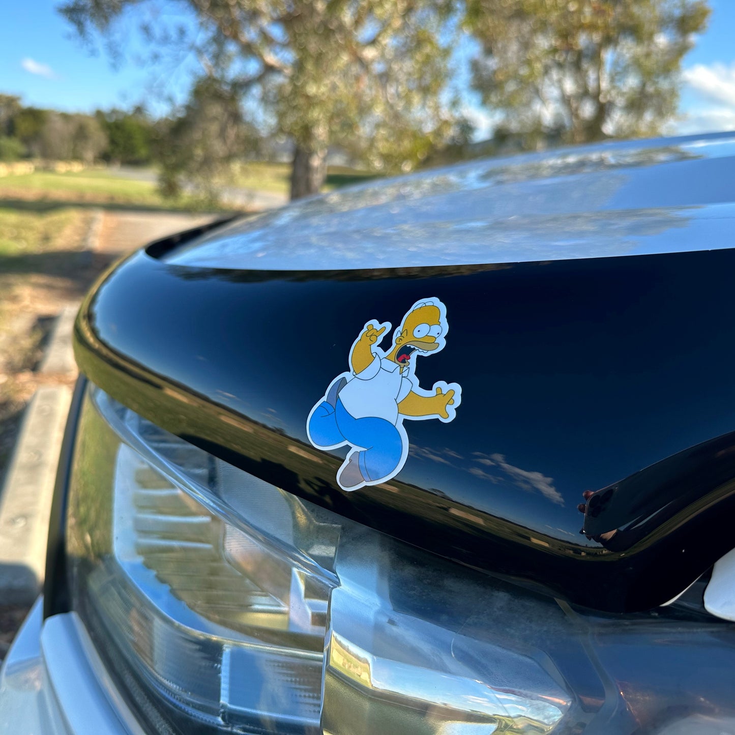 Homer Skipping Sticker On Car